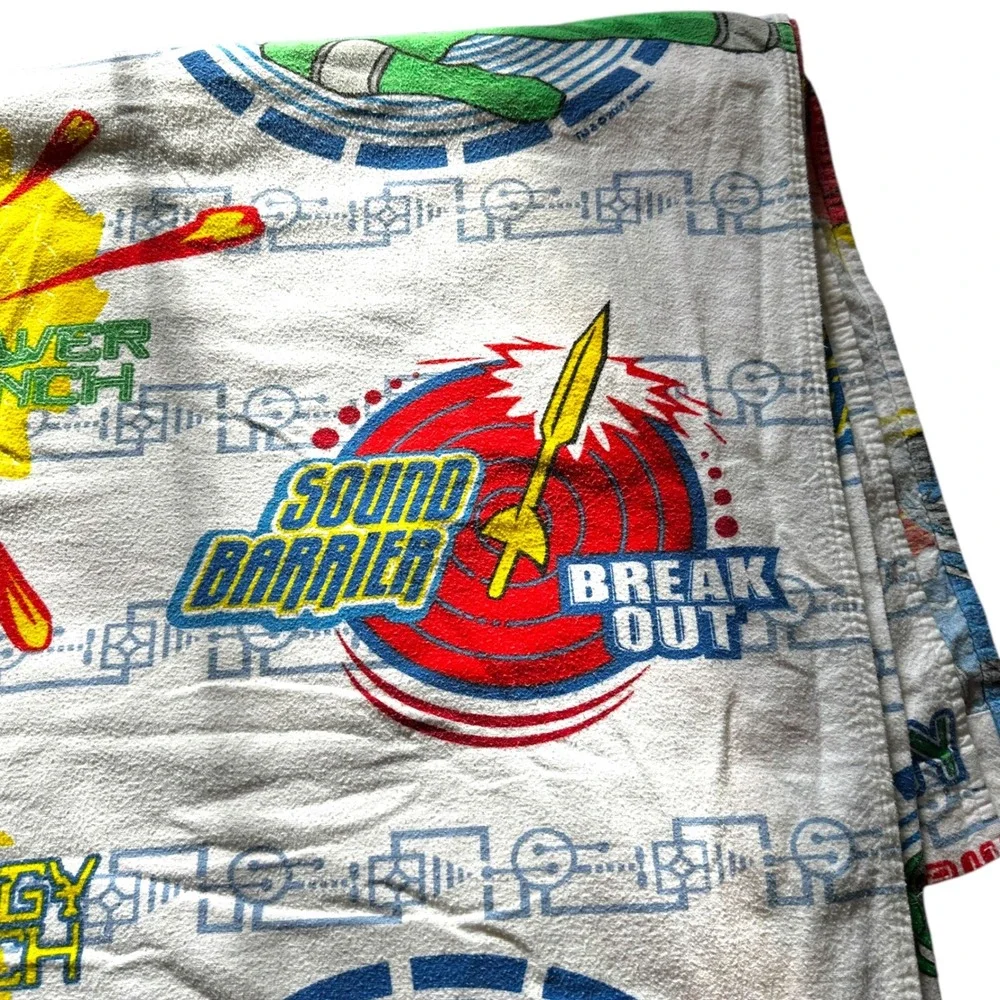 VTG 2001 Power Rangers Twin Flat Sheet‎ Flannel Green Blue Red Boys Man Cave